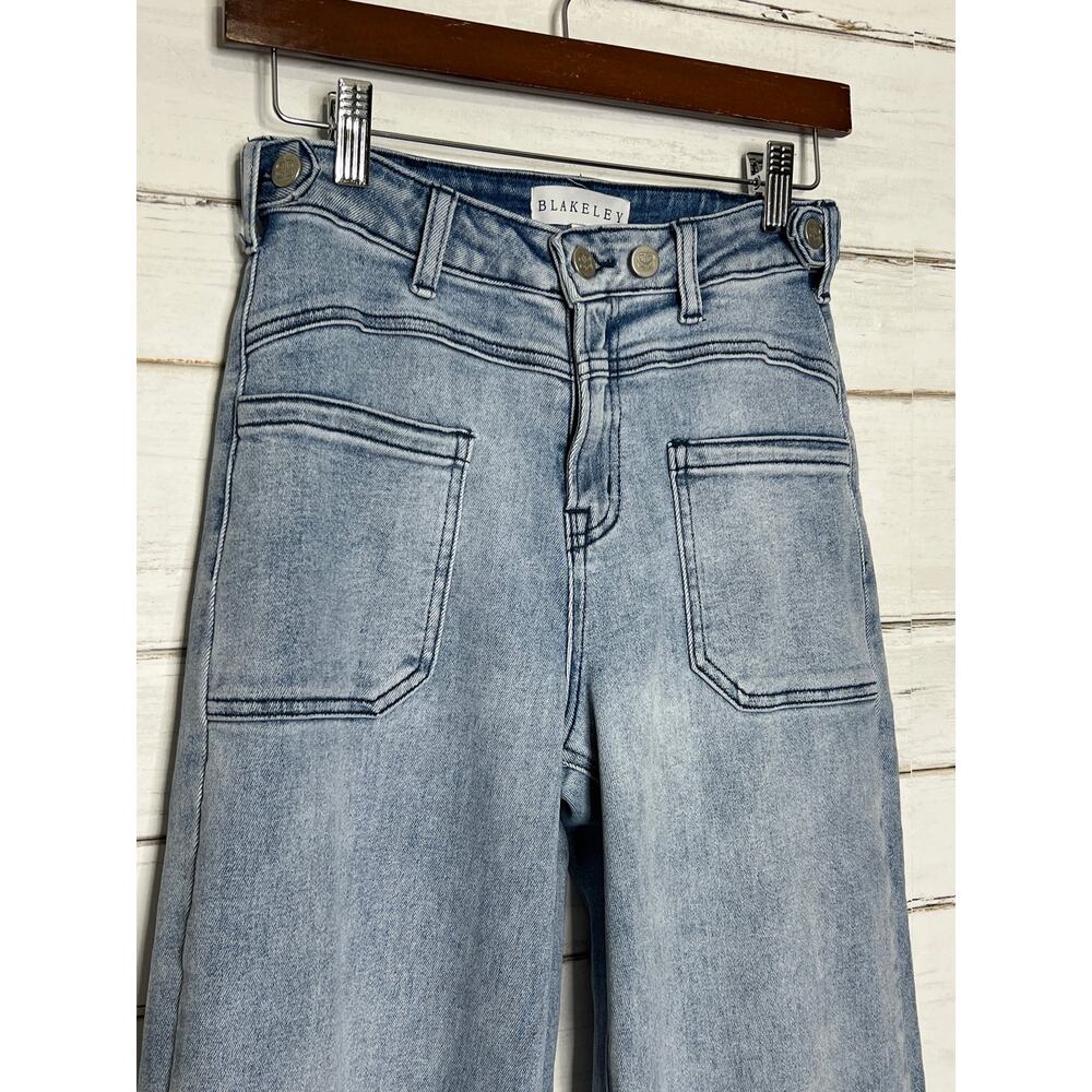 Blakeley Wide Leg Jeans Size 25 Light Wash High Rise Patch Pocket Stretch Denim - Picture 8 of 8